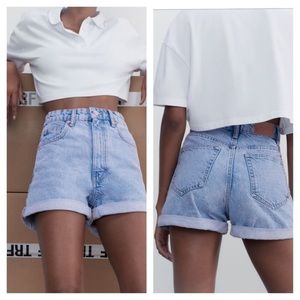 NWT Zara high waist mom denim jean shorts